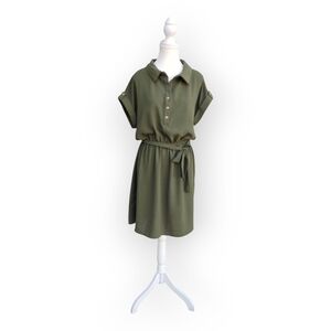 👗 Olive Green Shirt Dress – Elegant & Versatile 👗XL